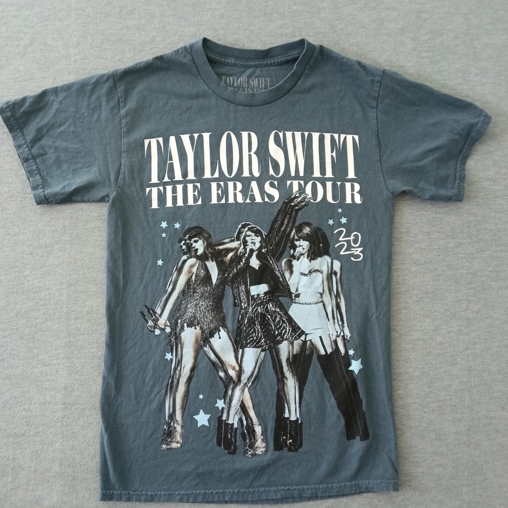Taylor Swift The Eras Tour 2023 Concert T-Shirt Blue Green Small Short Sleeve
